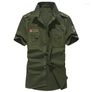 Мужские повседневные рубашки плюс размер M-6xl Хлопковая вышивка мужская военная форма военного стиля с короткими рукавами