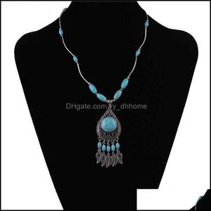 Подвесные ожерелья подвески ювелирные украшения женские листья кисточка тибетская сережная бирюзовая модная подарка национальный стиль женщины DIY Doplace Drod