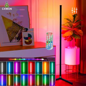 스마트 RGB 코너 플로어 램프 블루투스 앱 및 원격 제어 LED 매혹적인 조명 사전 설정 음성 제어는 Google 홈 ALex와 함께 작동합니다.