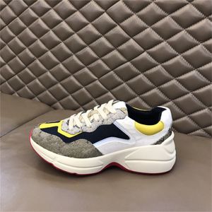 New Luxury Designer Casual Shoes Rhyton Multicolor Women Mens Sneakers Trainers Vintage Genuine Leather Chaussures Shoe Increase Platform Leisure Sneaker 35-46