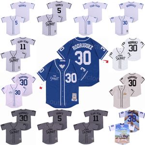 Men Moive Baseball Kooy Benny The Jet 30 Rodriguez Jersey The Sandlot 5 Michael Squints 11 Alan Yeah-Yeah All Stitched White Grey Blue Color Team Cool Base Vintage