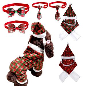 Abbigliamento per cani Vestiti natalizi Set di costumi di moda Cappello per feste per animali domestici Sciarpa invernale caldo per cani di piccola taglia Accessori per gattiCane