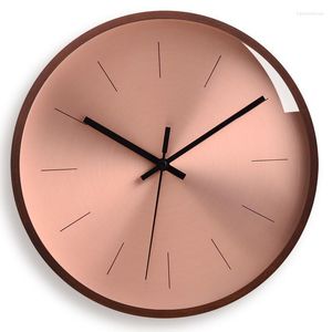 Relógios de parede Relógios de madeira europeia Metal Metal Gold Rose Modern Luxury Home Decor Silent Relogio de Parede Presente FZ882