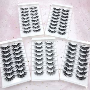 10 Pairs 3D Faux Mink Lashes Fluffy Soft Wispy Natural long False Eyelashes Curly lashes wholesale thick hand made