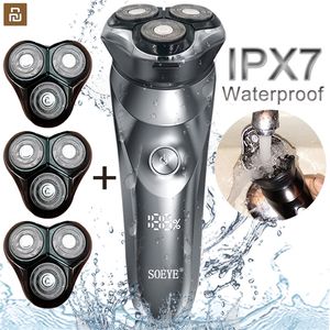 Barbeador elétrico masculino para homens barba de barba inteligente barba barba timmer ipx7 barbeador de barbear homens LCD Display elétrico Soeye 220624