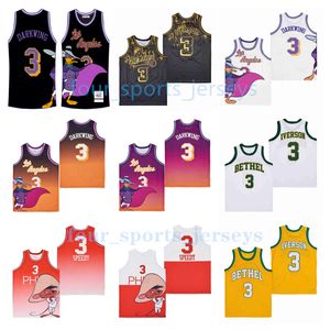 NCAA Movie Basketball Jerseys Darkwing Every Iverson Men Size S-XXL عالية الجودة أبيض أسود