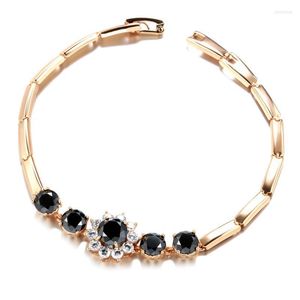 Link Chain Kinel Fashion 585 Rose Gold Bracelet For Women Luxury Ethnic Bride Black Natural Zircon Bracelets Vintage Wedding Fine Jewelry Ke