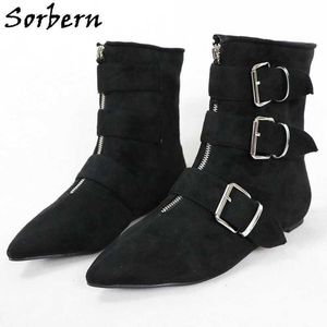 Sorbern Szeroki Kostki Cosplay Buty Kobiety Płaskie Buty Unisex Duży rozmiar EU34 -48 Krótkie botki Dostosowane do zamówień prywatnych