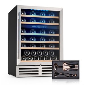 US STOCK 51Bottles 24 Inch Beverage and Wine Cooler, Dual Zone Wine Refrigerator with Stainless Steel Tempered Glass Door