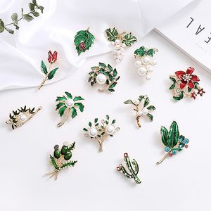 Broches verdes de folhas frescas de verão Flower Bouquet Lily Lovely Plant Broche Pins para mulheres Jóias de casamento para presente de férias