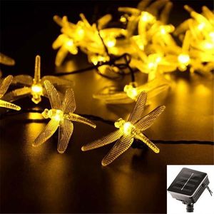 Strings 20LED Dragonfly Solar Light Outdoor LED Garden Waterproof Lawn Christmas Decoration StringLED