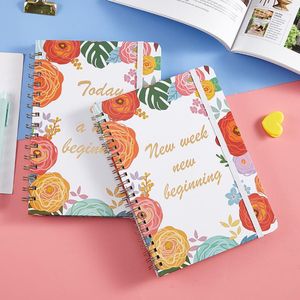 Notepads A5 Daily Weekly Planner Notebook, agenda Livro de estudo de tempo de trabalho com 55 folhas para material de escritório escolar