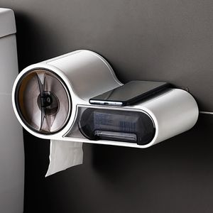 Toilet Paper Holder Rack Bathroom Tissue Box Wall Mounted Roll Dispenser Plastic Free Punching Storage 220523