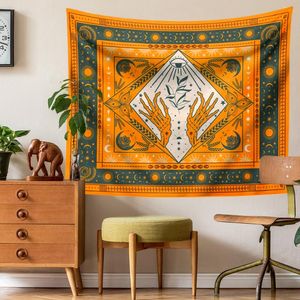 Arazzi Moon Phase Tapestry Hand Botanic Hippie Boho Witchcraft Wall Hanging Cloth Art Estetica Home Decor