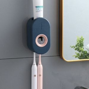 Set di spremi dentifricio automatico adesivo per articoli vari per la casa, porta dentifricio a parete, portaspazzolino, aspirazione a parete