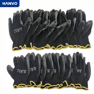 Рабочие перчатки Нитриловые защитные перчатки с полиуретановым покрытием для рабочих механиков Нейлоновая хлопковая ладонь CE EN388 OEM защита рук