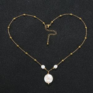 Wholesale baroque high jewelry resale online - Pendant Necklaces Jewelry High Quality Waterproof k Gold Round Bead Chain Shaped Baroque Freshwater Pearl Stainless Steel Necklace Pendant