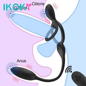 Ikoky Sexy Toys для пары пениса с пенисом вибрирующий беспроводной двойной задержку эякуляции задержка G-точка вибратор
