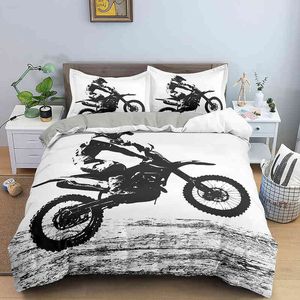 3d Printed Motocross Rider Comforter Cover Motorcycle Extreme Sport Game Bedding Set Dirt Bike Duvet for Kids Boys Teens