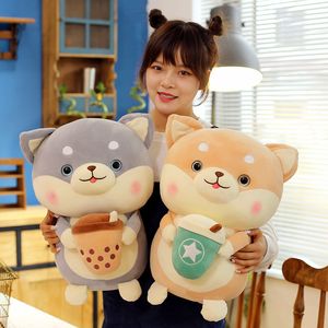 New Akita Inu Plush Toy Dog Wholesale Cute Large Shiba Inu Sleeping Pillow Milk Tea Cup Doll 01
