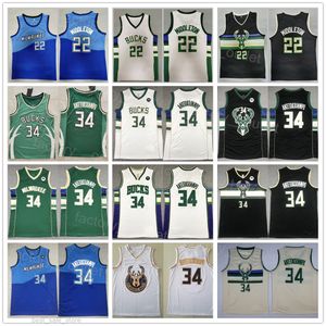 Man Basketball Giannis Antetokounmpo Jersey 34 Khris Middleton 22 All Stitched Team White Blue Green Black Color para fãs de esportes Pure Cotton