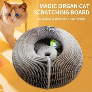Gatos redondos Scretanding Board com Toy Bell Ball Pet Supply Kitten Toy Dobing Cats corrugados Ninho de órgão mágico Cats Scratch Board 220510