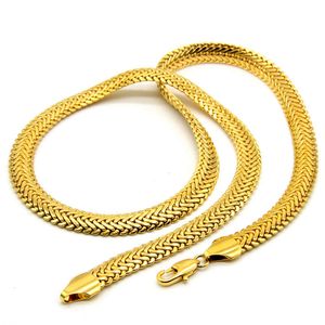 Herren-Halskette mit Fischgrätenmuster, massives 18-Karat-Gelbgold gefüllt, Hip-Hop-Herrenschmuck, Schlüsselbein-Choker-Halskette, Geschenk, 60 cm lang