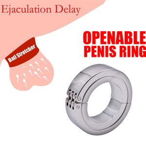 Heavy Stainless Steel Scrotum Ball Stretchers Cock Penis Ring Metal Locking Pendant Weight Toy CBT BDSM Torture sexy Toys for Men