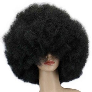 Perucas sintéticas cabelos cosplay qqxcaiw 200g super grande curto curto cosplay festa preto dança afro sintético 2202225