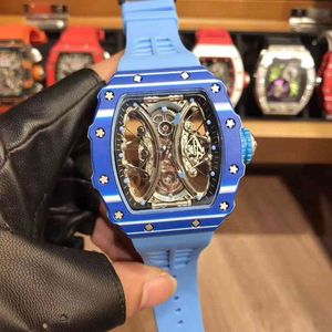 Profesjonalna data zegarka Richa Milles Włókno węglowe wydrążone męskie automatyczne mechaniczne zegarek Personalność