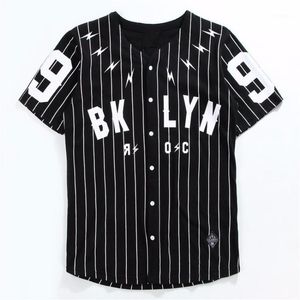 Erkekler/Kadınlar Mesh V-yaka Jersey Hip Hop Street T-Shirts Tee Erkek Çizgili Beyzbol Blick Punk Gömlek