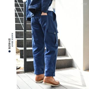 Calça masculina molhozhan sashiko homens calças de algodão com vários bolsos padeiro kendo roupas tecidos 420g de outono grosso e drak de homens de inverno