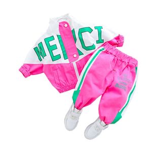 Fashion Spring Autumn Baby Girl Clothes Children Boys Casual Letter Jacket Pants 2st/Set Toddler Cotton Costume Kids Tracksuits 220507