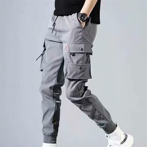Boy Multi Pockets Cargo Harem Pants Streetwear Hip Hop Black Gray Casual Male Joggers Trousers Fashion Harajuku Men Punk Pants 220817