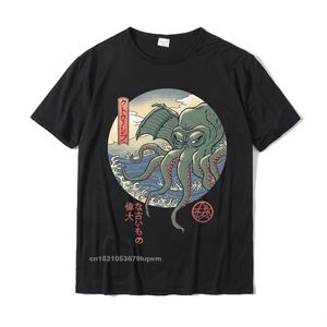 cthulhu ukiyo-e 프리미엄 티셔츠 탑 티셔츠 셔츠 카미사 약한 복고풍 평범한 면화 남성 탑 티셔츠 정상 220509