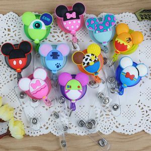 Retractable Badge Reel Pull Buckle ID Card Badge Holder Cute Cartoon Silicone Reels Belt Clip Hospital School Office Supplies Anti-Lost Clip