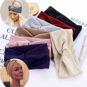 Bomull Elastiska knuthuvudband Hårtillbehör För Baby Flicka Twist Cross Hairband Makeup Head Band 2020 Kvinnor Mode Hair Slips AA220323