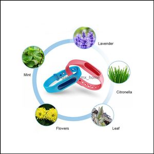 Controllo dei parassiti Articoli vari per la casa Giardino domestico Braccialetti repellenti per zanzare 8 colori Braccialetti Sile Cinturino da polso Pianta estiva Olio essenziale W