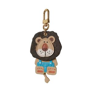 Party Favor Classic old flower shaking his head little lion bag pendant leather cute doll men's and women's car key chain decorations