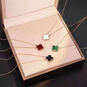 Clover Necklace Ins Non Fading Double sided Lucky Fashion Trend i Clavicle Chain Necklace Headpiece