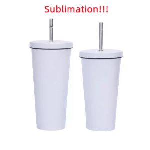 Sublimeringsämnen tumbler 500 ml rostfritt stål kaffekopptumbler koppar med lock dubbel vägg kaffekopp resor mugg sublimering muggar 0513