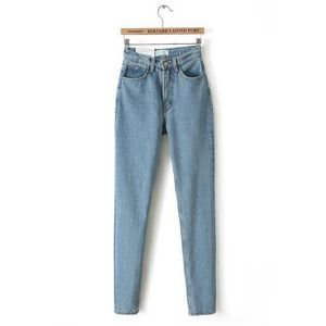 Vintage damer hög midja jeans kvinna mamma jeans blyerts casual denim byxor byxor blixtlås pojkvän för kvinnor 210521