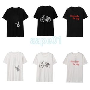 Men Hip Hop Streetwear T Shirts Womens Fashion Bicycle Print Tees Mens Short Sleeve Clothing Black White Asian Size S-2XL