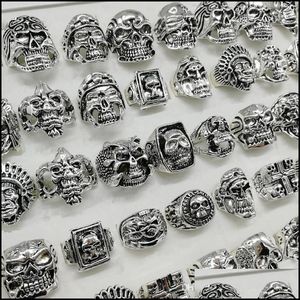 Wholesale mens metal rings for sale - Group buy Band Rings Jewelry Newest Punk Style Sier Skl Mix Skeleton Big Sizes Mens Women Metal Gifts Drop Delivery X92Uj