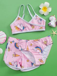 Wholesale toddler girl swim shorts for sale - Group buy 3pack Toddler Girls Cartoon Graphic Bikini Swimsuit Swim Shorts SHE