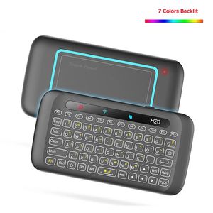 H20 Mini Mini 2,4 GHz Wireless Keyboard rétro-éclairage TouchPad Air Mouse IR Lapping Remote Control For Andorid Box Smart TV Windows