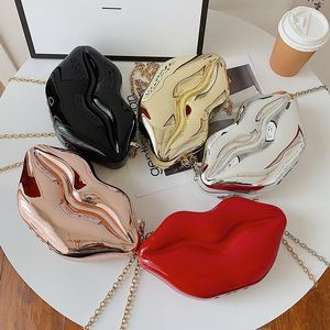 Evening Bags Retro Personality Red Lips Fashion Messenger Bag Acrylic Dinner Party Ladies Shoulder Clutch Makeup Lipstick Female