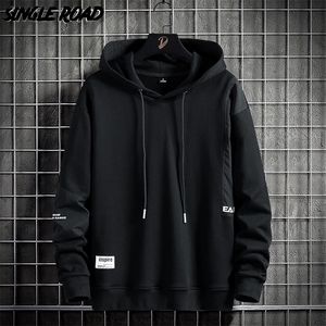 Single Road Mens Hoodies Techwear Sweatshirt Oversized Japanese Streetwear Harajuku Hip Hop Black Hoodie Plus Size 220402