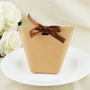 Gift Wrap Black Blank Box Wedding Favors With Ribbon Birthday Kraft Paper Bag Candy Sack Package Bags Party DecorationGift