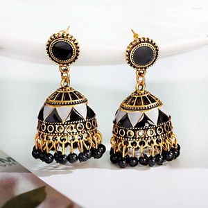Lustre de lustre étnico preto geométrico colorido de ouro sino de breol turco mulheres brincos de fantasia vintage jóias boucles d'ereilledangl